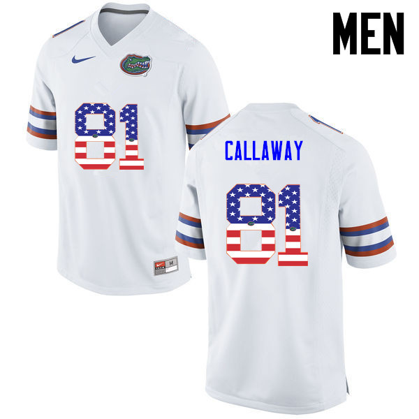 Men Florida Gators #81 Antonio Callaway College Football USA Flag Fashion Jerseys-White - Click Image to Close